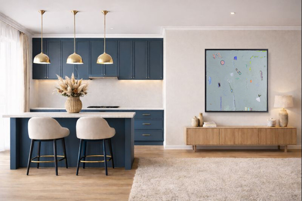In Motion by Håven, original painting, in room