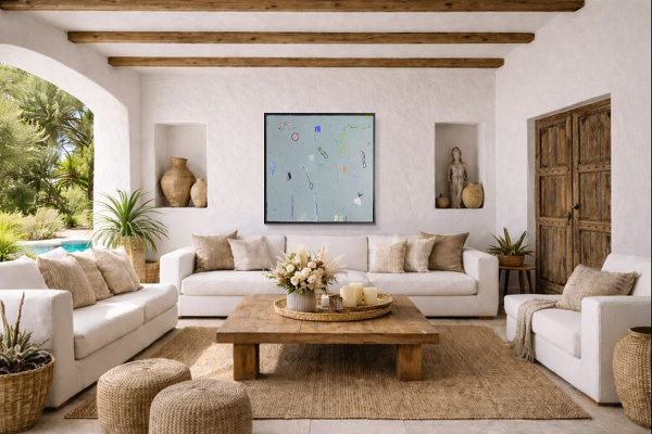 In Motion by Håven, original painting, in room
