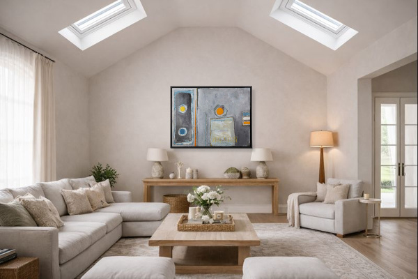 Domino Effect by Håven, original painting, in room
