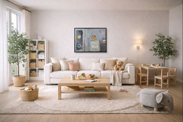 Domino Effect by Håven, original painting, in room