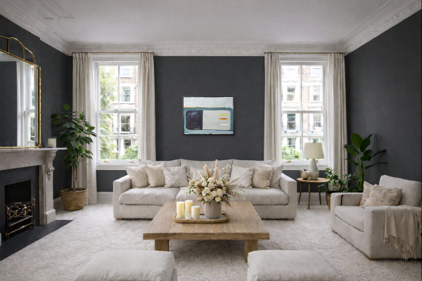 Beneath The Steely Sky by Håven, original painting, in room