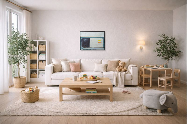 Beneath The Steely Sky by Håven, original painting, in room