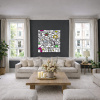 Rainbow Rabble by Kev Munday, original painting, in room