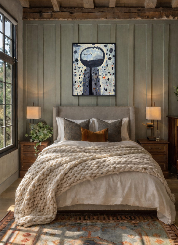 El Mago by Didier Mayés, original painting, in room