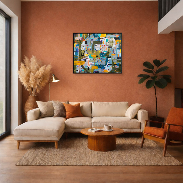 De Compras by Didier Mayés, original painting, in room