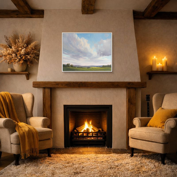 Feathered Light by Matthew Cordwell, original painting, in room
