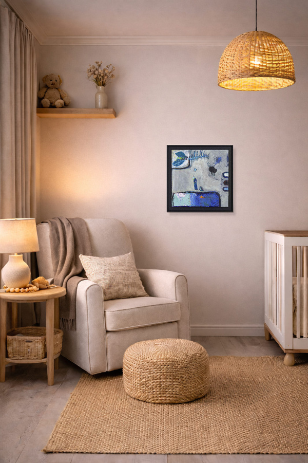 Layered Reality by Håven, original painting, in room
