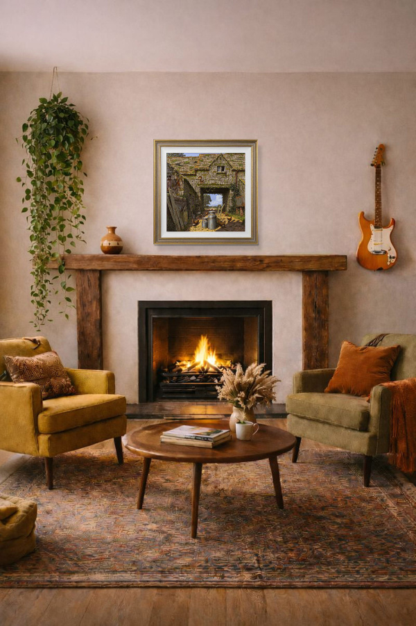 Rustic Farm Life by Edward Hersey, original painting, in room