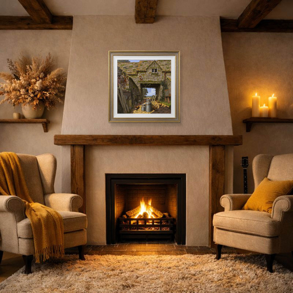 Rustic Farm Life by Edward Hersey, original painting, in room