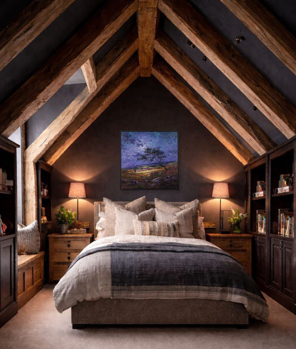 By The Light Of The Silvery Moon, Rosedale by Andrew Grant Kurtis, original painting, in room