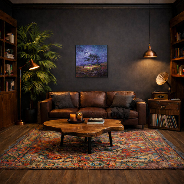 By The Light Of The Silvery Moon, Rosedale by Andrew Grant Kurtis, original painting, in room