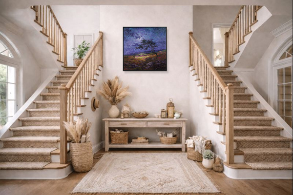 By The Light Of The Silvery Moon, Rosedale by Andrew Grant Kurtis, original painting, in room