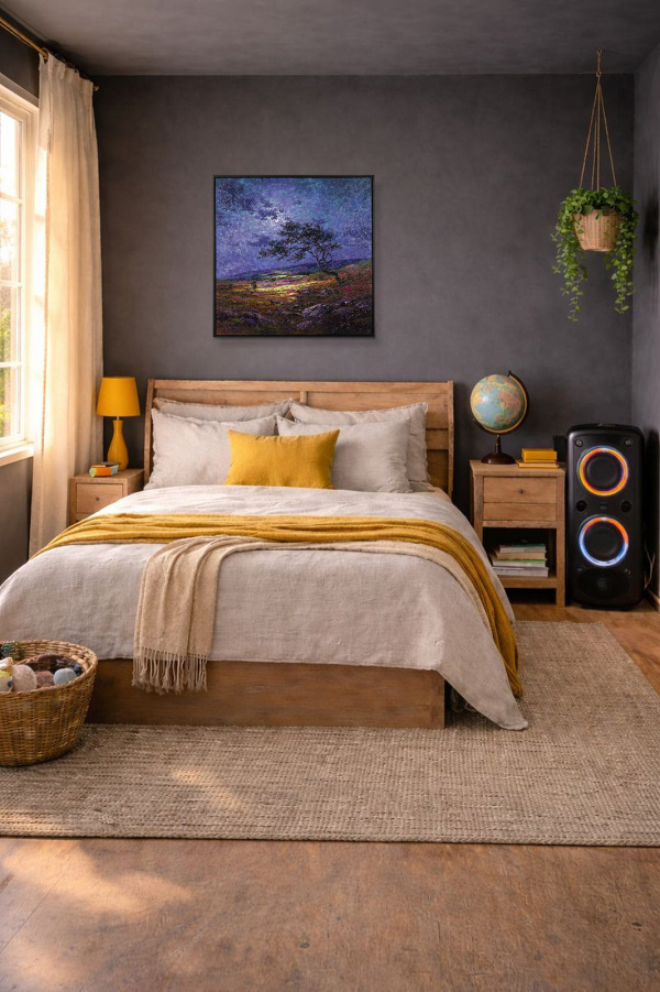 By The Light Of The Silvery Moon, Rosedale by Andrew Grant Kurtis, original painting, in room