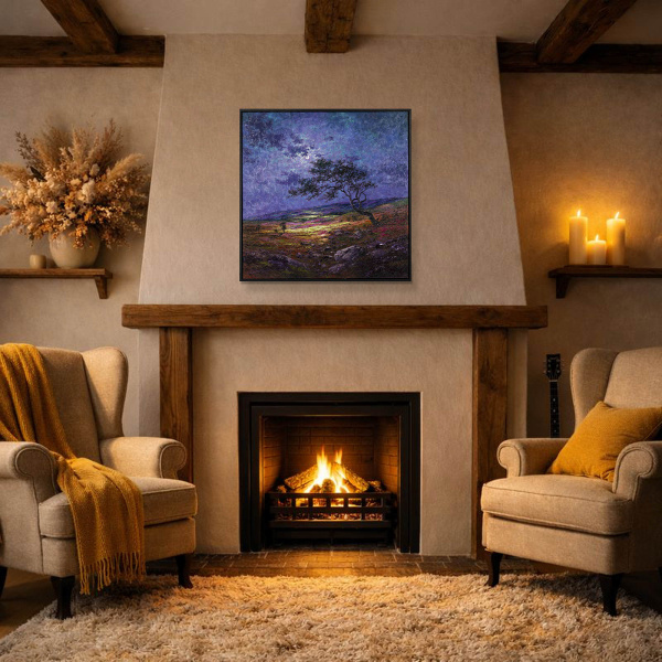 By The Light Of The Silvery Moon, Rosedale by Andrew Grant Kurtis, original painting, in room