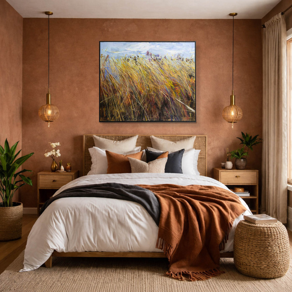 Summer Dreams by Sara Malfer, original painting, in room