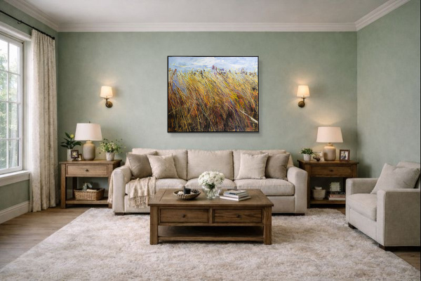 Summer Dreams by Sara Malfer, original painting, in room