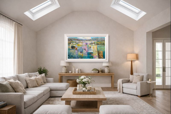 Cool Breeze by Mario Malfer, original painting, in room