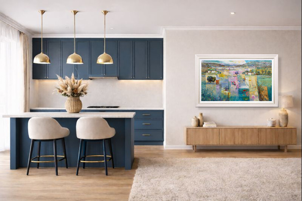 Cool Breeze by Mario Malfer, original painting, in room