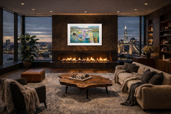 Cool Breeze by Mario Malfer, original painting, in room