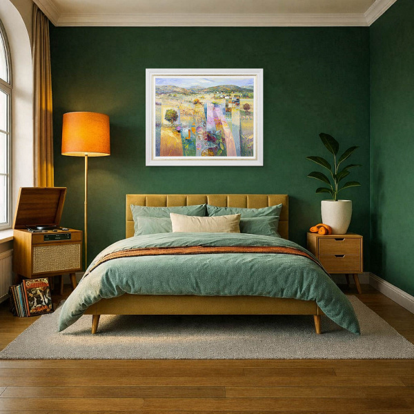 Masterful Landscape by Mario Malfer, original painting, in room