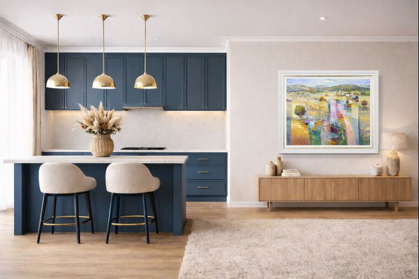 Masterful Landscape by Mario Malfer, original painting, in room
