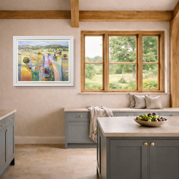 Masterful Landscape by Mario Malfer, original painting, in room