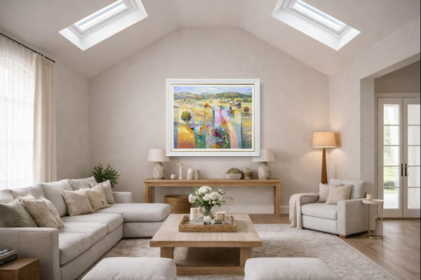 Masterful Landscape by Mario Malfer, original painting, in room