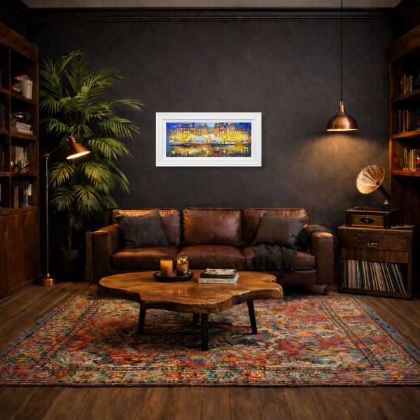 Amsterdam Lights by Veronika Benoni, original painting, in room