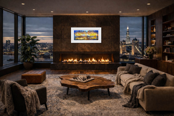 Amsterdam Lights by Veronika Benoni, original painting, in room