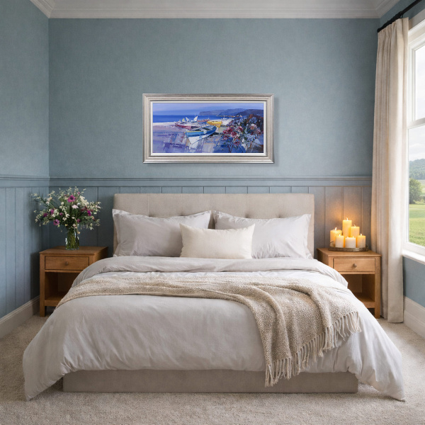 Harmony In Blue by Fabio Constantino, original painting, in room
