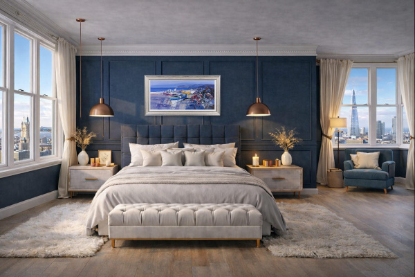 Harmony In Blue by Fabio Constantino, original painting, in room
