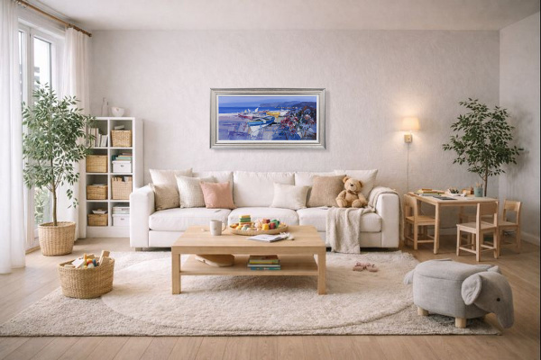 Harmony In Blue by Fabio Constantino, original painting, in room