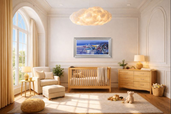 Harmony In Blue by Fabio Constantino, original painting, in room