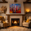 Mystic Forest by Sara Malfer, original painting, in room