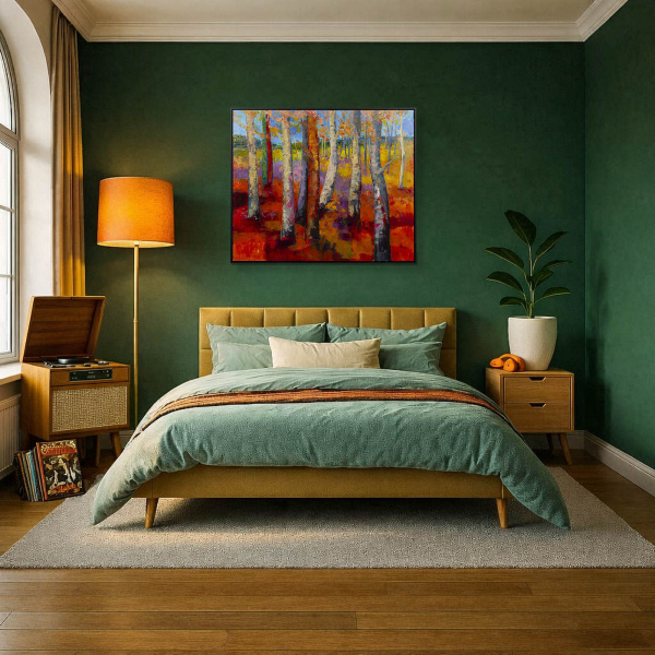 Playful Colours by Sara Malfer, original painting, in room