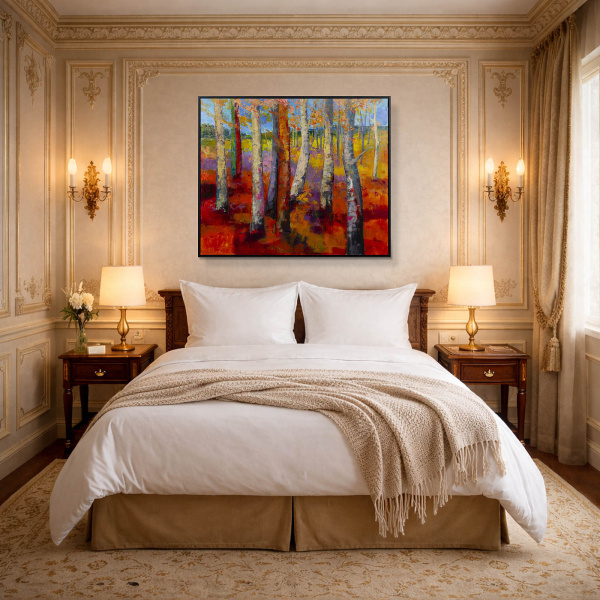 Playful Colours by Sara Malfer, original painting, in room