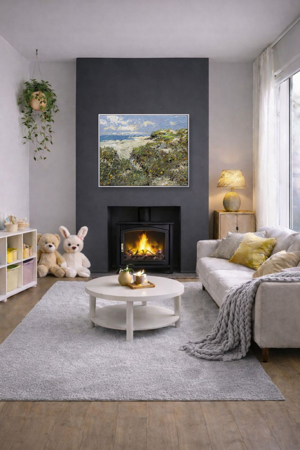Camber Sands by Frank Getty, original painting, in room
