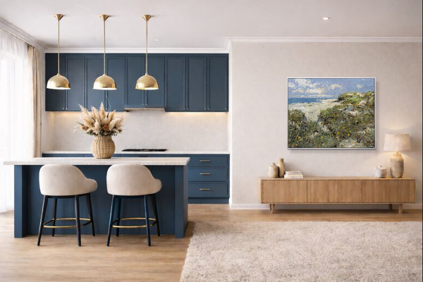 Camber Sands by Frank Getty, original painting, in room