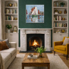 Sail Boats at The Marina by Frank Getty, original painting, in room
