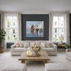 Quayside Reflections by Frank Getty, original painting, in room