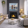 Quayside Reflections by Frank Getty, original painting, in room
