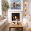 Quayside Reflections by Frank Getty, original painting, in room