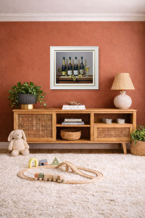Champagne Medley by Zoltan Preiner, original painting, in room