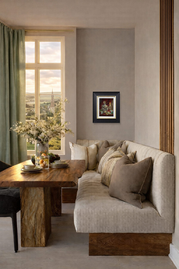 Lemon Tea by Gyula Boros, original painting, in room
