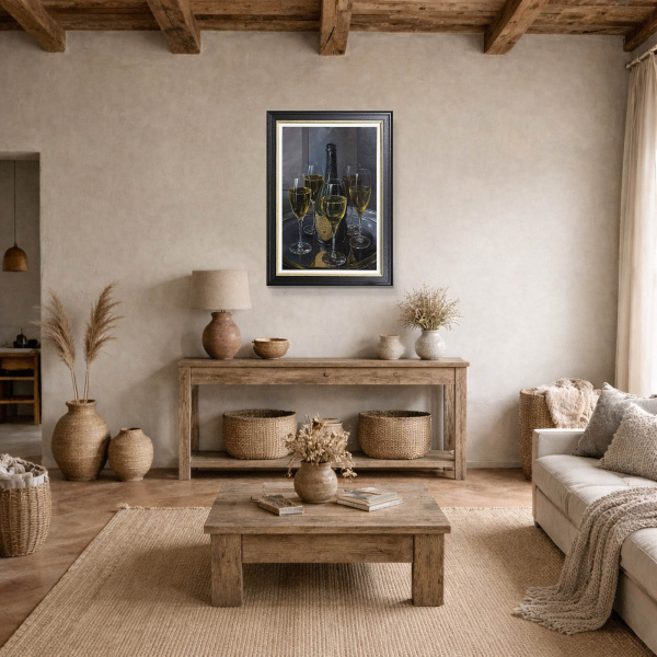 Celebration, Dom Perignon by Gyula Boros, original painting, in room