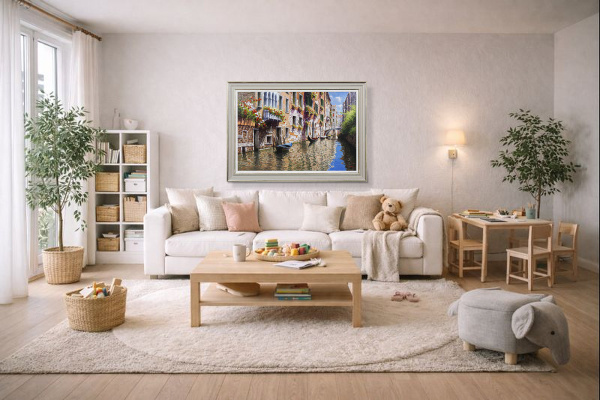 Pause For Lunch, Venice by Raffaele Fiore, original painting, in room