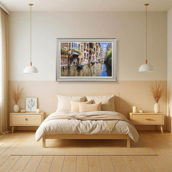 Pause For Lunch, Venice by Raffaele Fiore, original painting, in room