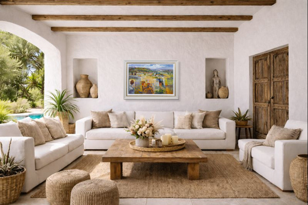 Treasured Landscape by Mario Malfer, original painting, in room
