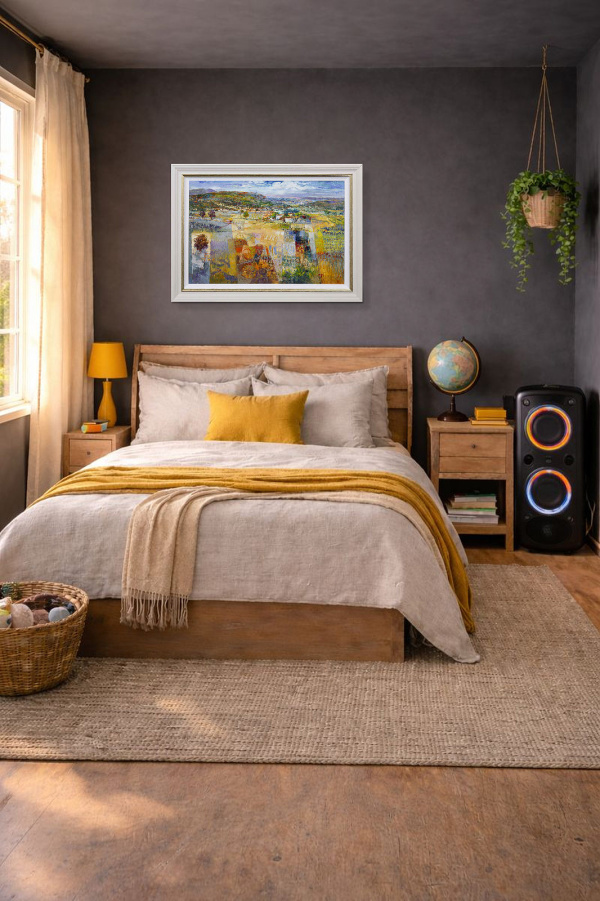 Treasured Landscape by Mario Malfer, original painting, in room