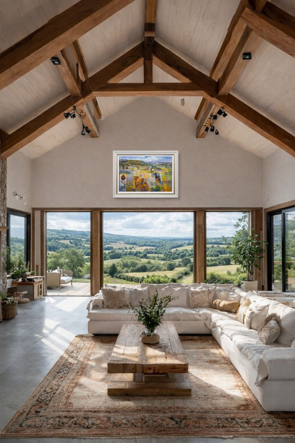 Treasured Landscape by Mario Malfer, original painting, in room